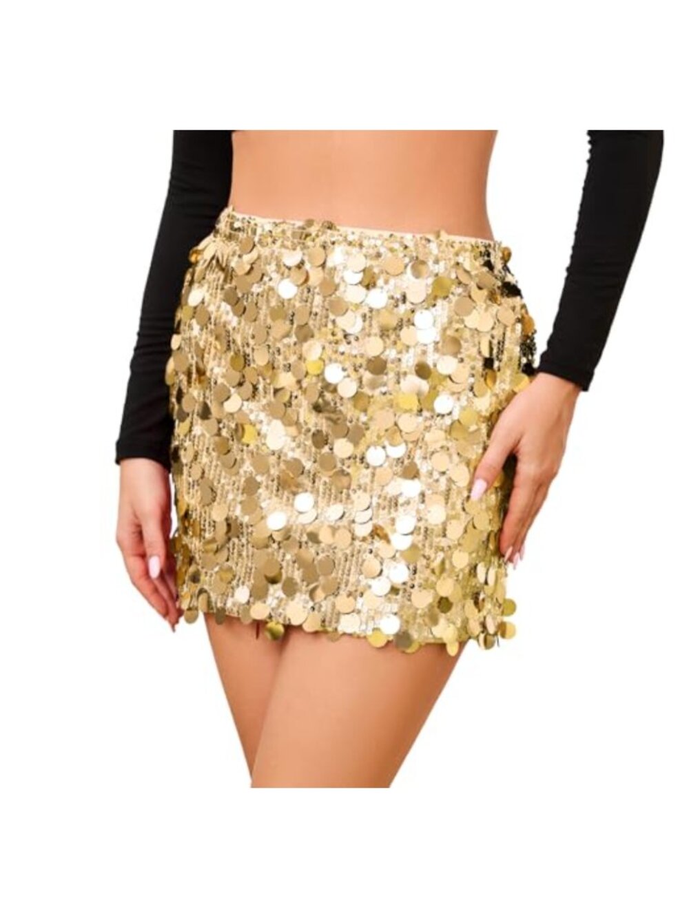 Stretchy Sequin Mini Bodycon Skirt for Night Out Party Concert